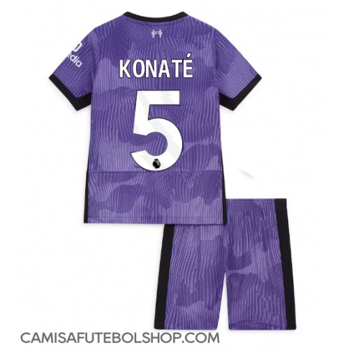 Camisa de time de futebol Liverpool Ibrahima Konate #5 Replicas 3º Equipamento Infantil 2023-24 Manga Curta (+ Calças curtas)
